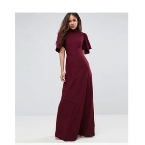 ASOS TALL flutter sleeve high neck maxi dress